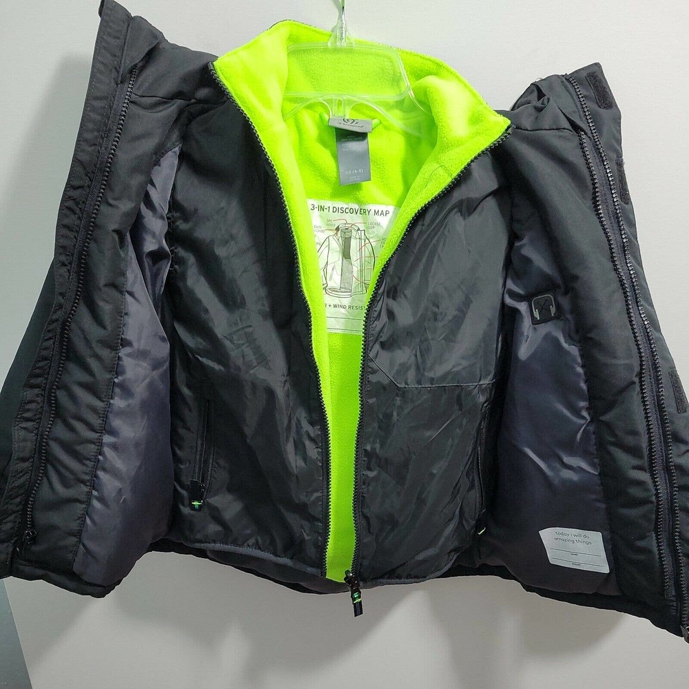 Champion Kids Black & Lime Green 3in1 Puff Jacket Size XS(4-5) 32423-0582 - Picture 5 of 9